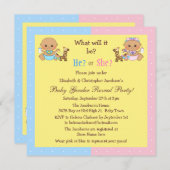 ベビーの性はかわいい漫画のベビーを明らかにします 招待状 (正面/裏面)