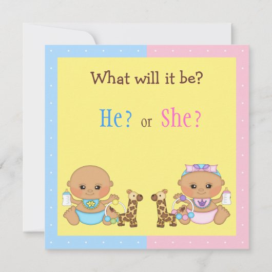 ベビーの性はかわいい漫画のベビーを明らかにします 招待状 (裏面)