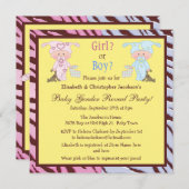 ベビーの性はかわいい漫画のベビー及びバニーを明らかにします 招待状 (正面/裏面)