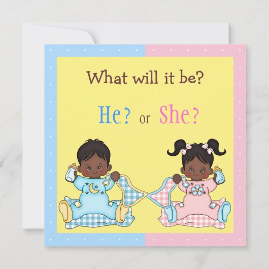 ベビーの性はアフリカ系アメリカ人のベビーを明らかにします 招待状 (裏面)