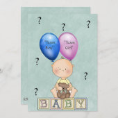 ベビーの性はパーティの招待状を明らかにします 招待状 (正面/裏面)