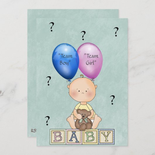 ベビーの性はパーティの招待状を明らかにします 招待状 (正面/裏面)