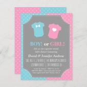 ベビーの性はパーティーの水玉模様を明らかにします 招待状 (正面/裏面)