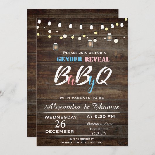 ベビーの性は招待状を明らかにします 招待状 (正面/裏面)