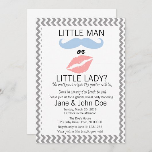 ベビーの性は招待状を明らかにします 招待状 (正面/裏面)