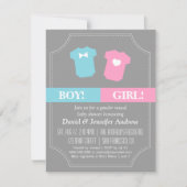 ベビーの性は青く、ピンクパーティーを明らかにします 招待状 (正面)