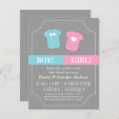 ベビーの性は青く、ピンクパーティーを明らかにします 招待状 (正面/裏面)