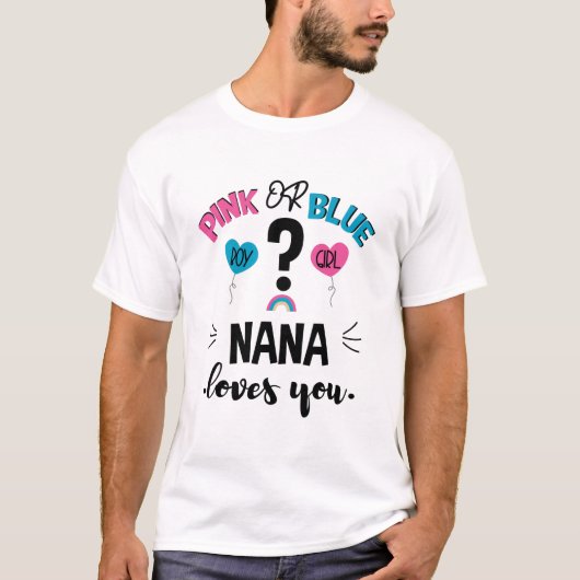 ベビーの性別お披露目 ピンク?ブルー?ナナラブ Tシャツ (正面)