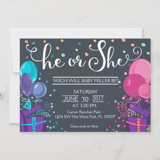 ベビーの性別の表示 – 性別の表示 招待状 (正面)