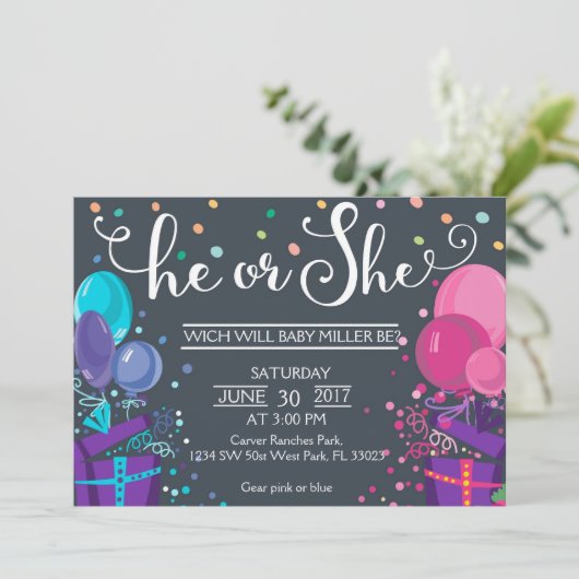 ベビーの性別の表示 – 性別の表示 招待状 (スタンド正面)