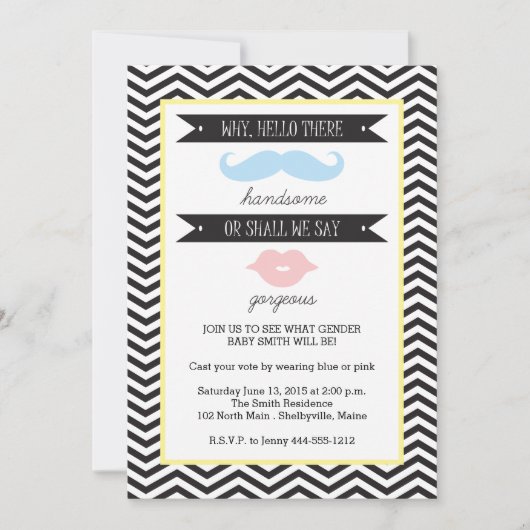 ベビーの性別発表パーティー招待状 招待状 (正面)