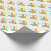 ベビーの恐竜の最初誕生日の包装紙 ラッピングペーパー (角)