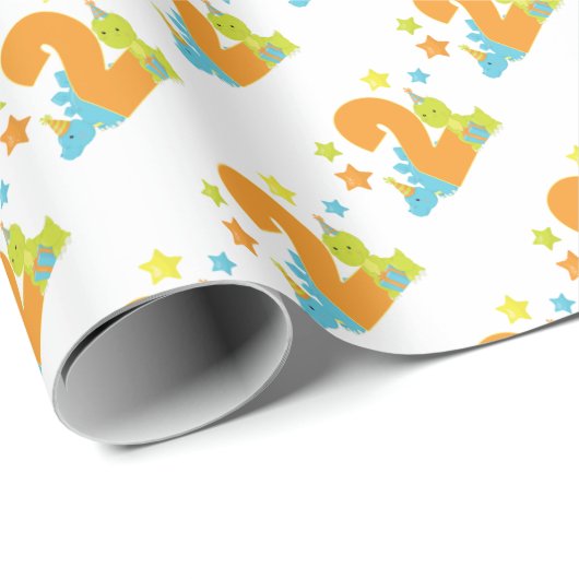 ベビーの恐竜の第2誕生日の包装紙 ラッピングペーパー (ロールコーナー)