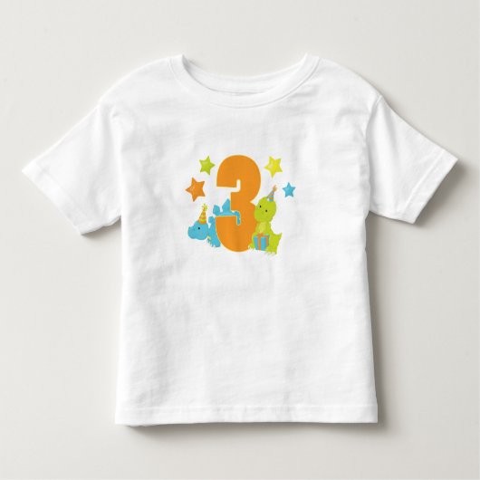ベビーの恐竜の3歳の誕生日のワイシャツ トドラーTシャツ (正面)