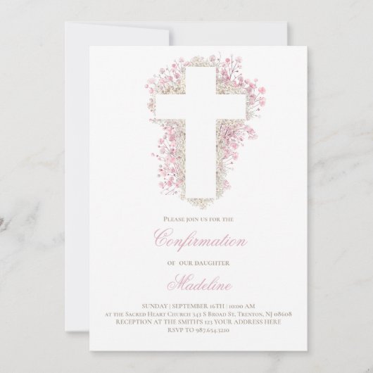 ベビーの息の花が交差する確認 招待状 (正面)