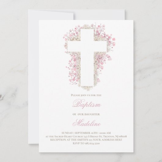 ベビーの息の花はバプテスマを越える 招待状 (正面)