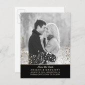 ベビーの息の金ゴールドと黒い写真は日付を保存 案内ポストカード (正面/裏面)