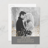 ベビーの息の金ゴールドフォイル写真は日付を保存 案内ポストカード (正面/裏面)