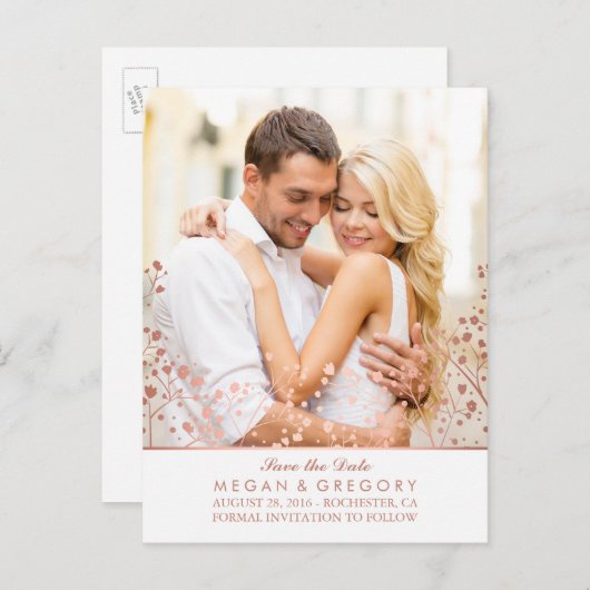 ベビーの息バラ金ゴールド効果写真の保存日付 案内ポストカード (正面/裏面)