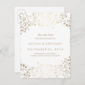 ベビーの息金ゴールドフォイル効果は日付を保存 案内ポストカード (正面/裏面)