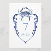 ベビーの成長記録カード　水彩タッチ　ブルークラブ 招待状 (正面)