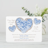 ベビーの振素朴りかける愛ハート少年の赤ちゃんシャワー 招待状 (スタンド正面)