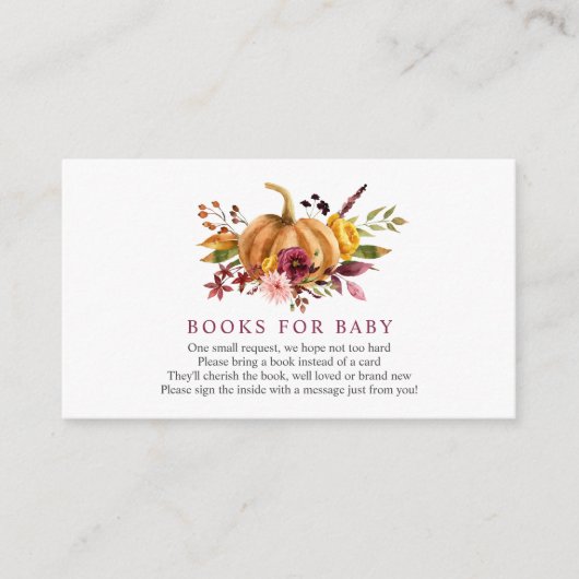 ベビーの挿入物カードのためのカボチャ本 エンクロージャーカード (正面)