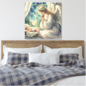 ベビーの揺祈りかごによる守護天使 キャンバスプリント (インサイチュ (寝室))