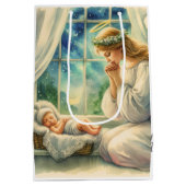 ベビーの揺祈りかごによる守護天使 ミディアムペーパーバッグ (裏面)