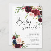 ベビーの散水、ボホバーガンディ赤面ベビーシャワー 招待状 (正面)