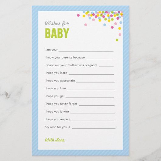 ベビーの散水/赤ちゃんシャワーの願いベビー – 青 (正面)