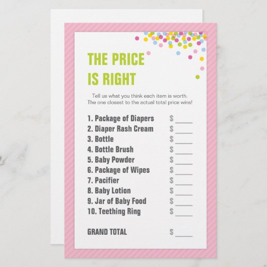 ベビーの散水/赤ちゃんシャワー価格は右 – ピンク (正面/裏面)