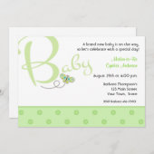 ベビーの文字の緑のベビーシャワーの招待状 招待状 (正面/裏面)