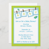 ベビーの文字のClotheslineのベビーシャワーの招待状 招待状 (正面/裏面)