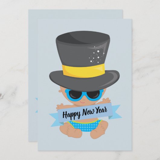 ベビーの新年の子供のフレンドリーなパーティの招待状 招待状 (正面/裏面)