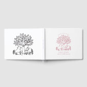 ベビーの旅ピンクのウッドランド動物の赤ちゃんシャワー ゲストブック (全面)