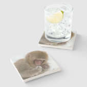 ベビーの日本のなマカク属|の雪猿 ストーンコースター (横)