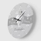 ベビーの星と月の名前 ラージ壁時計 (傾斜)