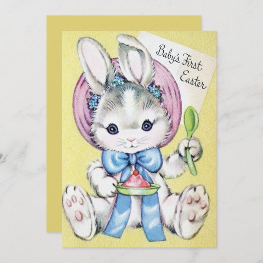 ベビーの最初のイースター追加メッセージカード シーズンカード (正面/裏面)