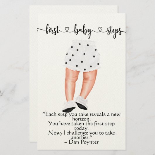 ベビーの最初のステップ引用文ひな形 便箋 (正面/裏面)