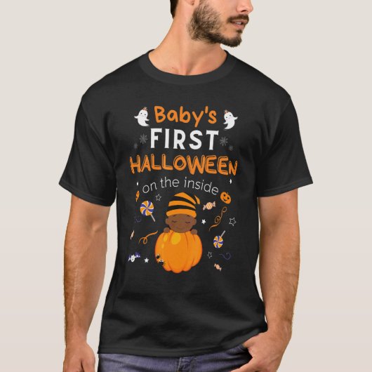 ベビーの最初のハロウィーンの内側の妊娠アン Tシャツ (正面)