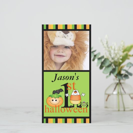 ベビーの最初のハロウィーンフォトカード (スタンド正面)