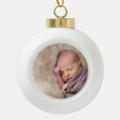 ベビーの最初のフォトエレガント金ゴールド文字のカスタム作成 セラミックボールオーナメント (正面)