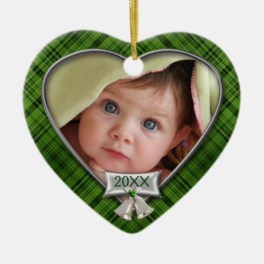 ベビーの最初の写真フレーム セラミックオーナメント (正面)