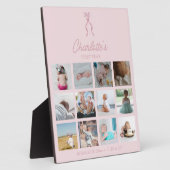 ベビーの最初の年の写真誕生統計ピンクボウ フォトプラーク (側面)