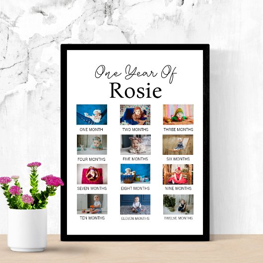 ベビーの最初の年の節目の最初の誕生日の写真 ポスター