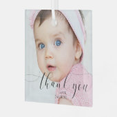 ベビーの最初の誕生日ありがとうエレガントスクリプトスワッシュ ガラスオーナメント (正面左)