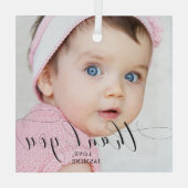 ベビーの最初の誕生日ありがとうエレガントスクリプトスワッシュ ガラスオーナメント (裏面)