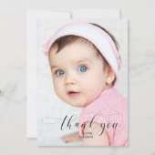 ベビーの最初の誕生日ありがとうエレガントスクリプトスワッシュ サンキューカード (正面)