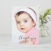ベビーの最初の誕生日ありがとうエレガントスクリプトスワッシュ サンキューカード (スタンド正面)